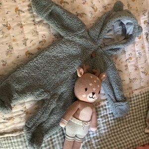 Newborn sage green teddy bear outfit
